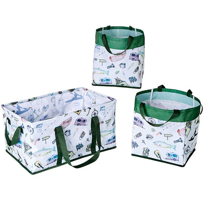 Heavy-Duty All Purpose Patterned Tote Bags - Set of 3