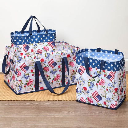 Heavy-Duty All Purpose Patterned Tote Bags - Set of 3