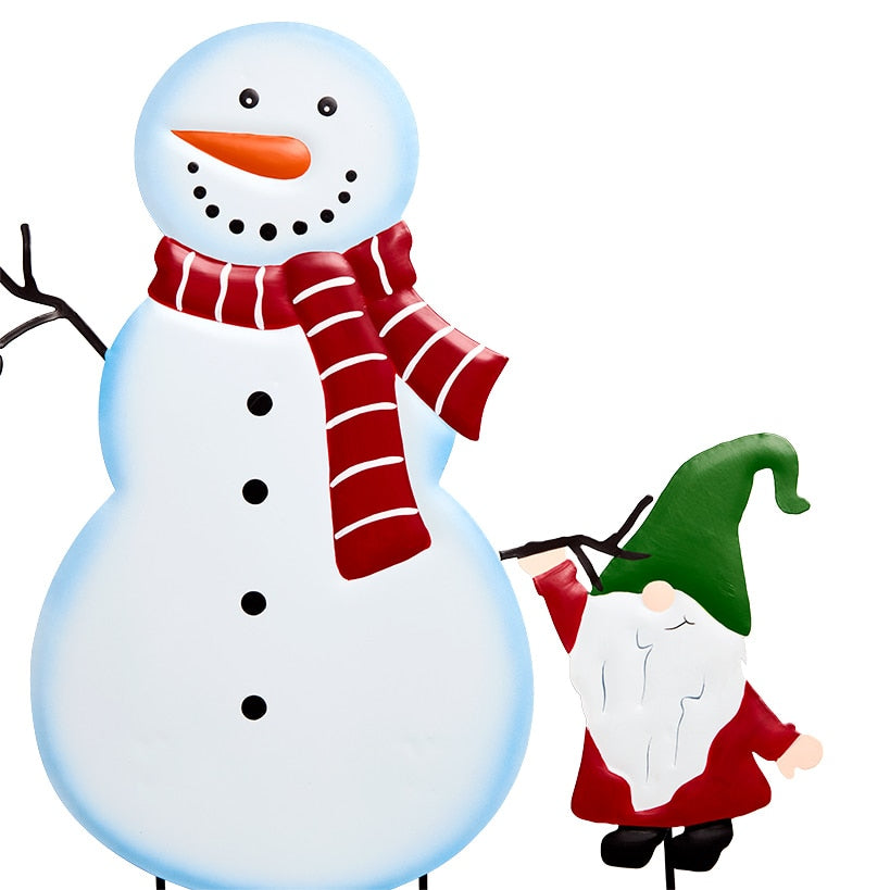Winter Gnomes Building a Snowman Garden Stakes 3 Pc.