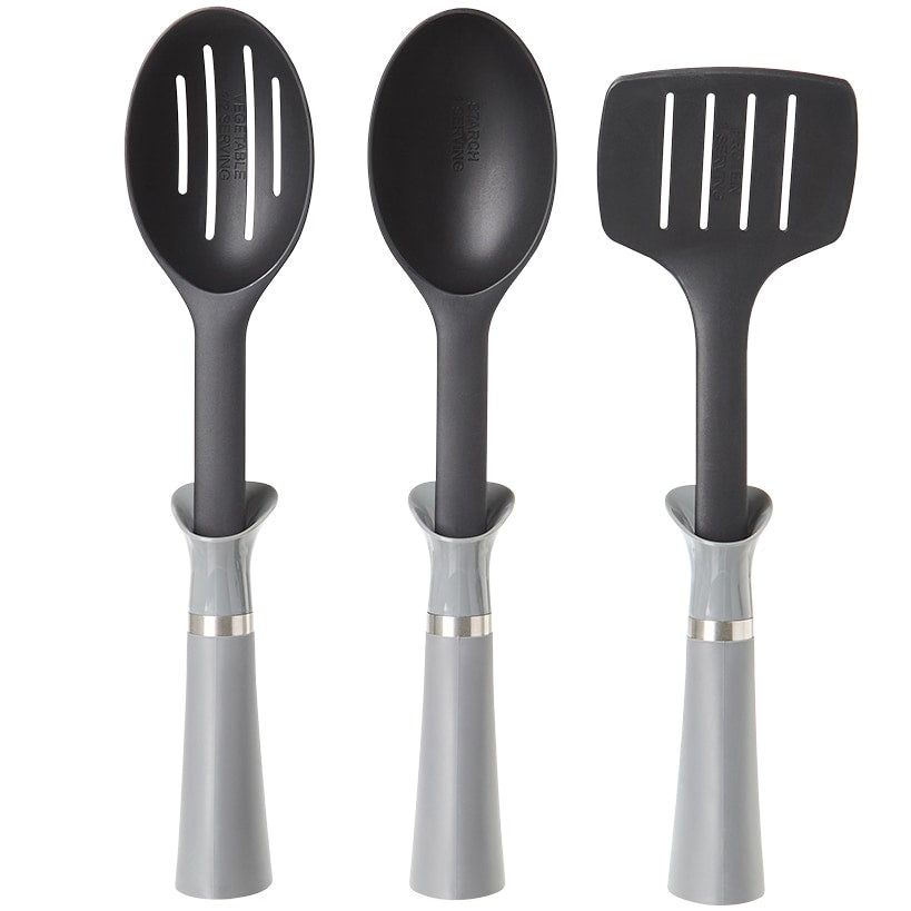 Less Mess Kitchen Utensil Set with Built in Drip Collar and Portion Control