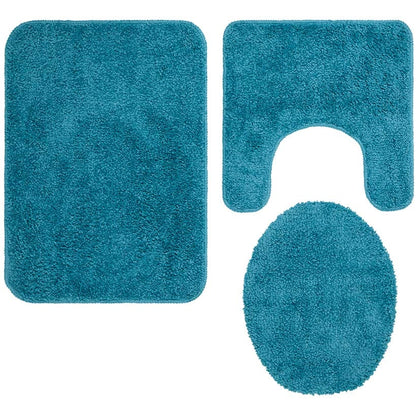 Bath Rug Set with Anti-Skid Backing: Bath Mat, Contour Rug, Lid Cover