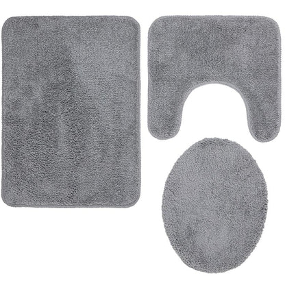 Bath Rug Set with Anti-Skid Backing: Bath Mat, Contour Rug, Lid Cover