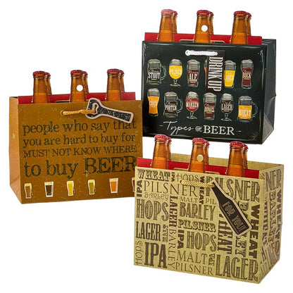Beer Bottle Gift Bag Set - 3-Pk.