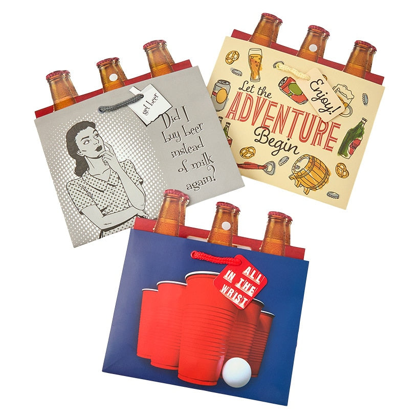 Beer Bottle Gift Bag Set - 3-Pk.#select-bag_ping-pong
