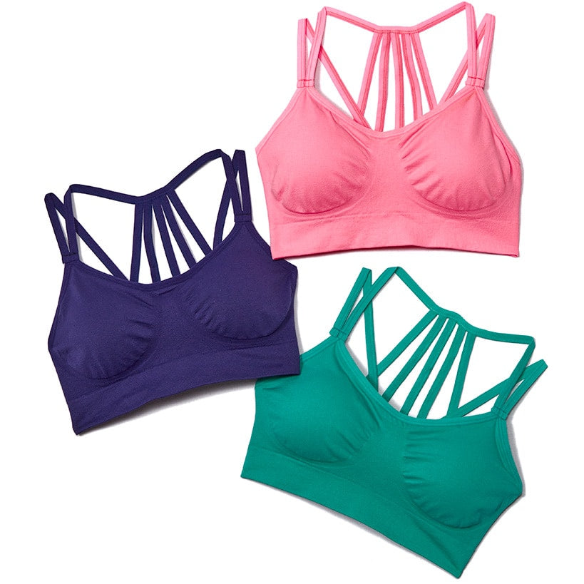 Sets of 3 Strappy-Back Padded Bralettes