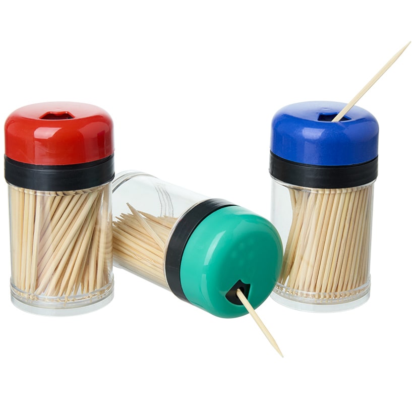 Toothpick Holder with Screw Top Dispenser Lid - Set of 3