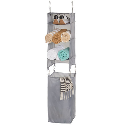 Hanging Closet Organizer with Laundry Bag - 3-Shelf