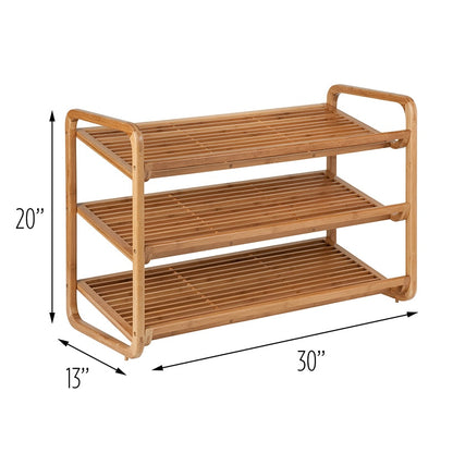 Shoe Rack 3 Shelf Natural Bamboo