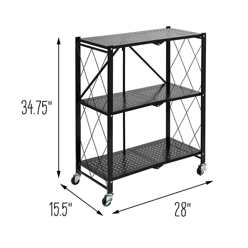 Collapsible Metal Rolling Shelf 3-Tier