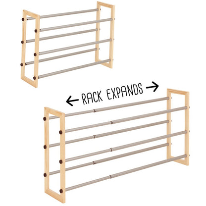 3-Tier Expandable Adjustable Wood and Metal Shoe Rack