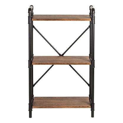 Rustic Black 3-Tier Industrial Bookshelf