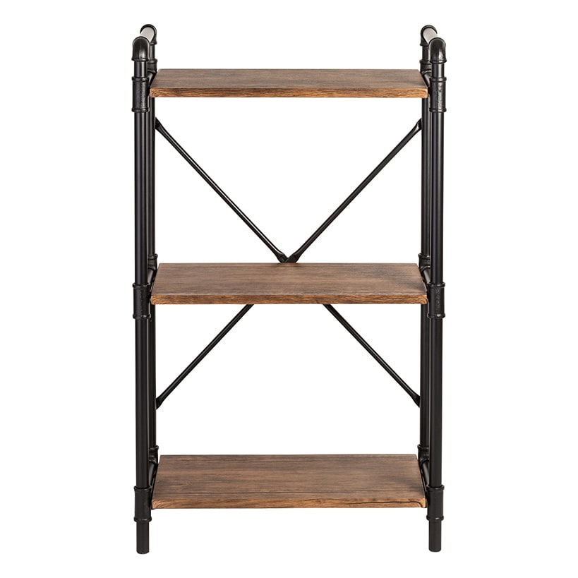Rustic Black 3-Tier Industrial Bookshelf