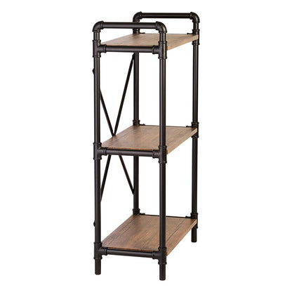 Rustic Black 3-Tier Industrial Bookshelf