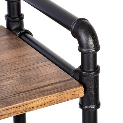 Rustic Black 3-Tier Industrial Bookshelf