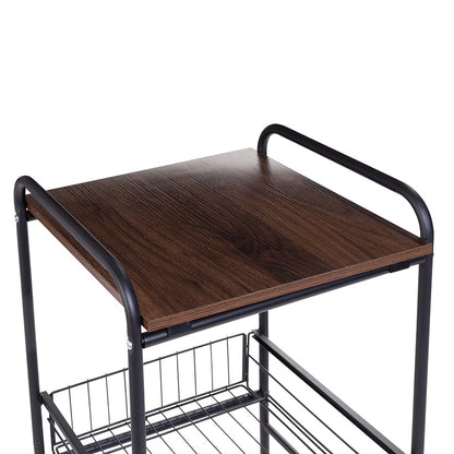 Slim Rolling Cart with Metal Basket Drawers 3-Tier