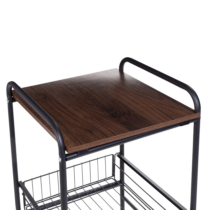Slim Rolling Cart with Metal Basket Drawers 3-Tier