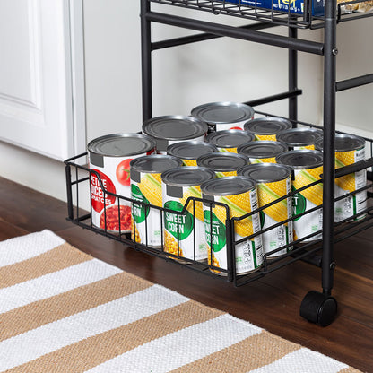 Slim Rolling Cart with Metal Basket Drawers 3-Tier