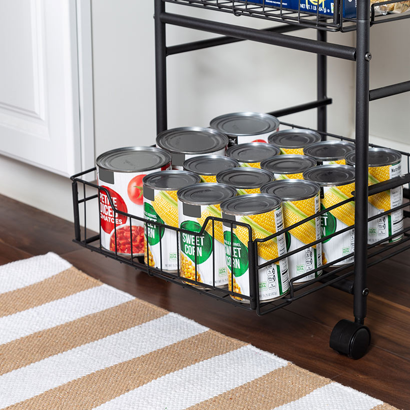 Slim Rolling Cart with Metal Basket Drawers 3-Tier