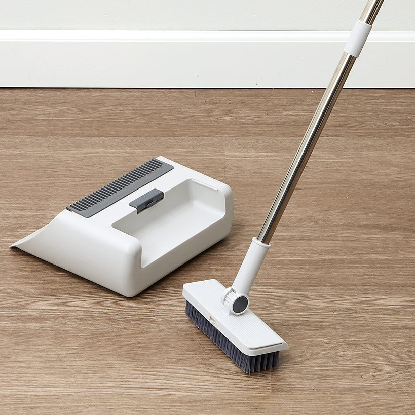 Floor Broom Brush Heads With Dustpan Cleaning Set Indoor Outdoor Use