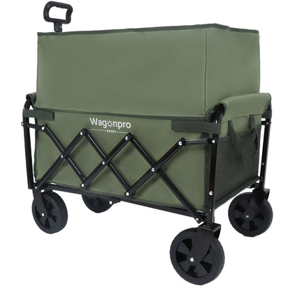 Expandable Dual-Layer Utility Wagon with 100% Extra Space - Grocery Cart for Camping, Shopping, Sports, Gardening, Fishing, Supports 225lbs, army green - image 10