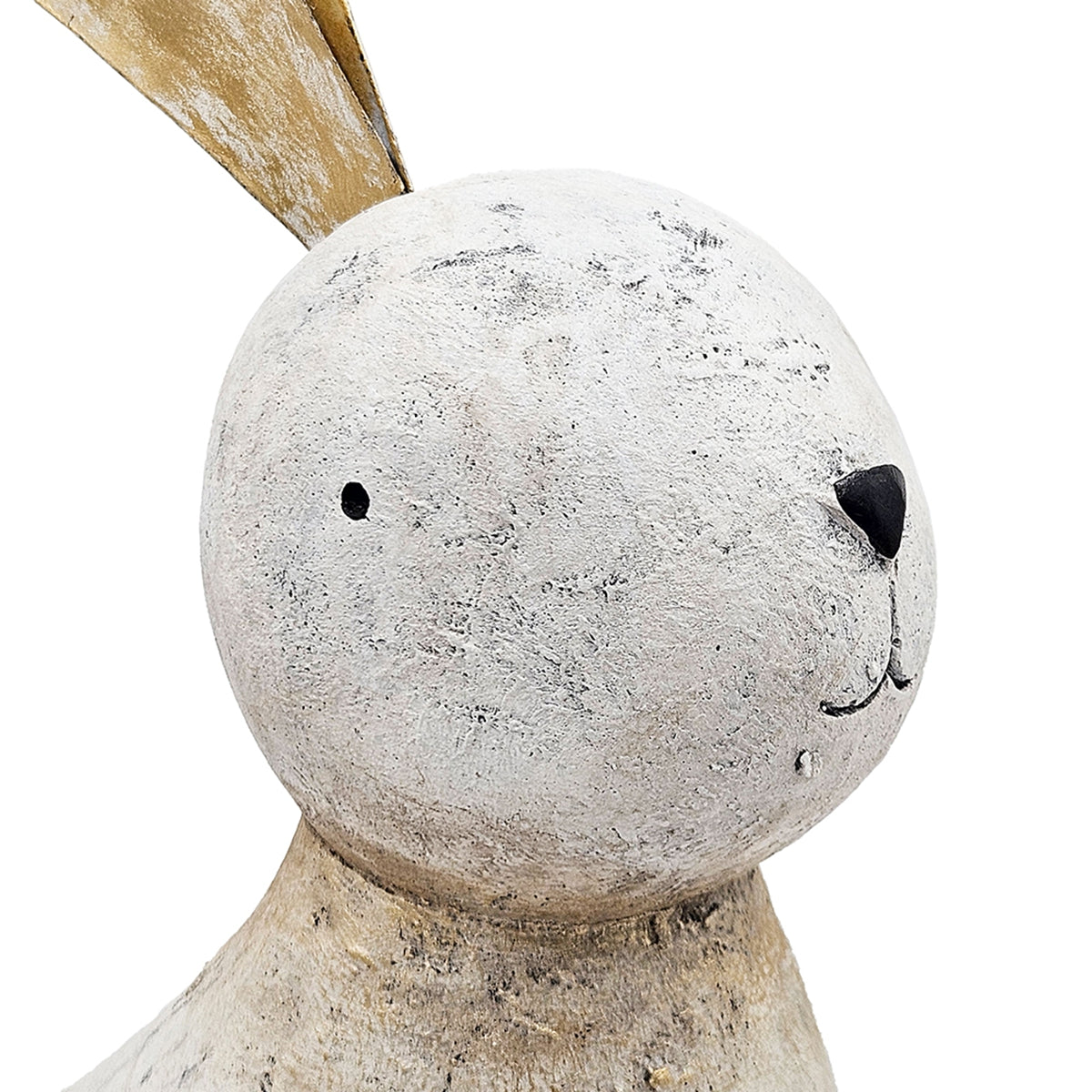 11x5.7x24.8" White Magnesium Rabbit Figurine with Gold Iron Ears - image 9