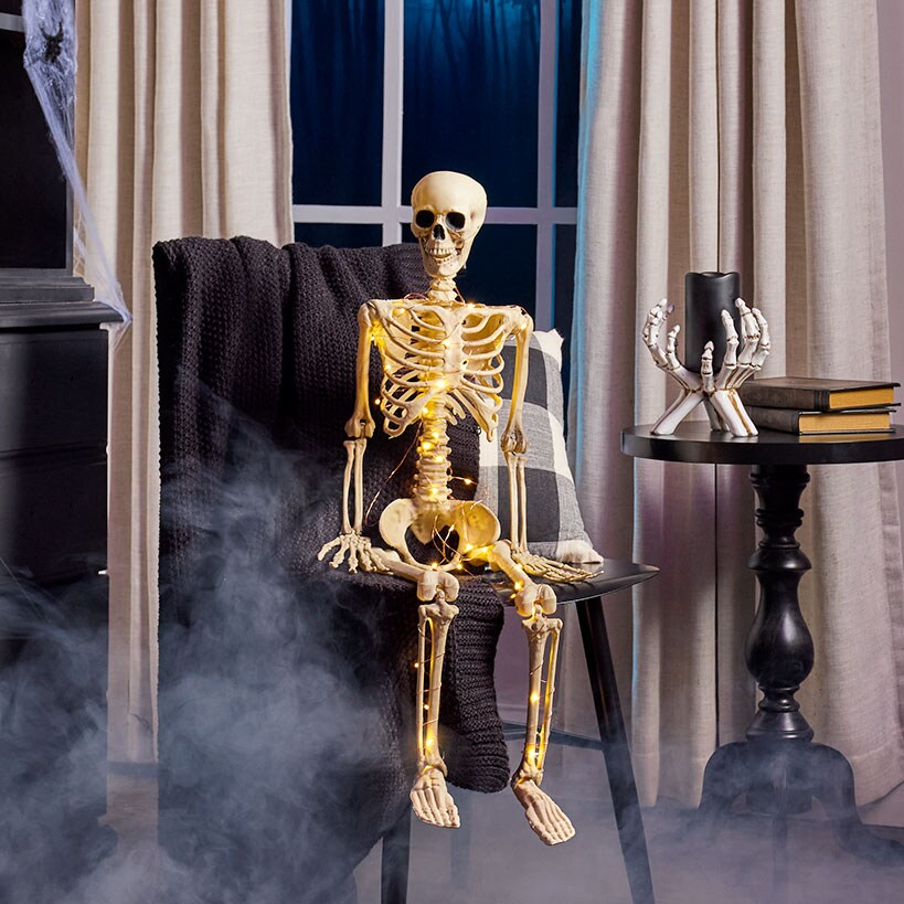 Halloween Skeleton Poseable Lighted Decor 16 Inch 35 Inch and 65 Inch#select-height_35"