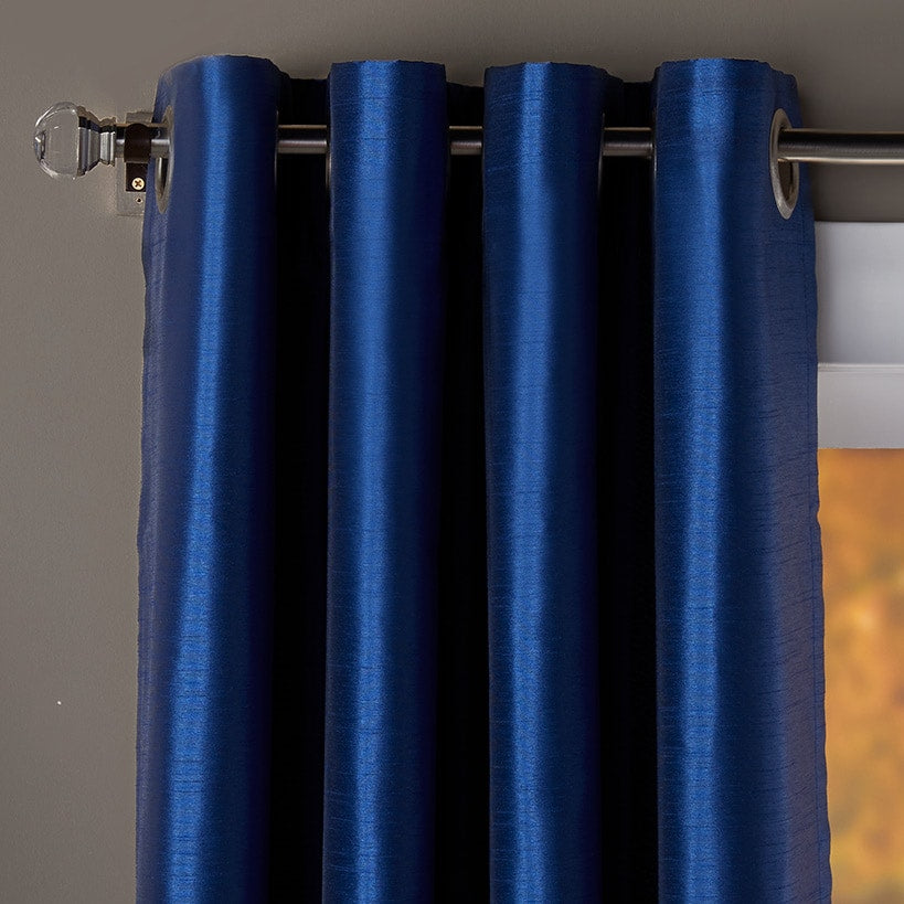 Solid Faux Silk Short Panel Blackout Curtain