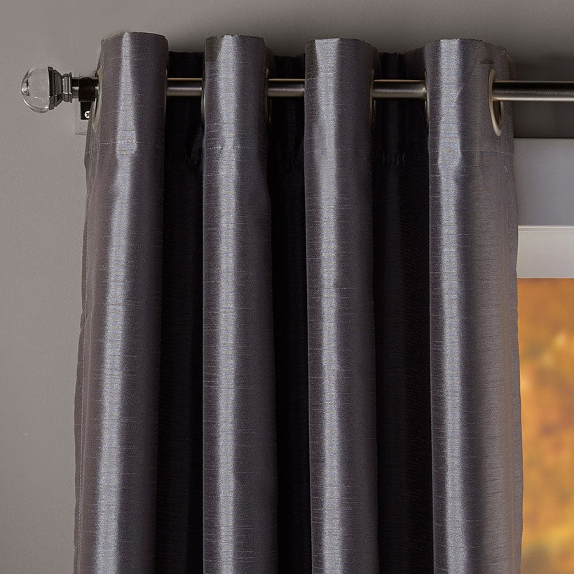 Solid Faux Silk Short Panel Blackout Curtain