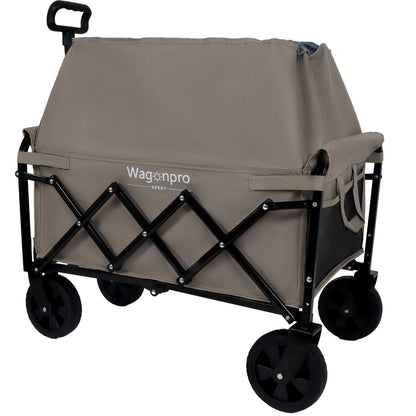 Expandable Dual-Layer Utility Wagon with 100% Extra Space - Grocery Cart for Camping, Shopping, Sports, Gardening, Fishing, Supports 225lbs, Beige - image 12