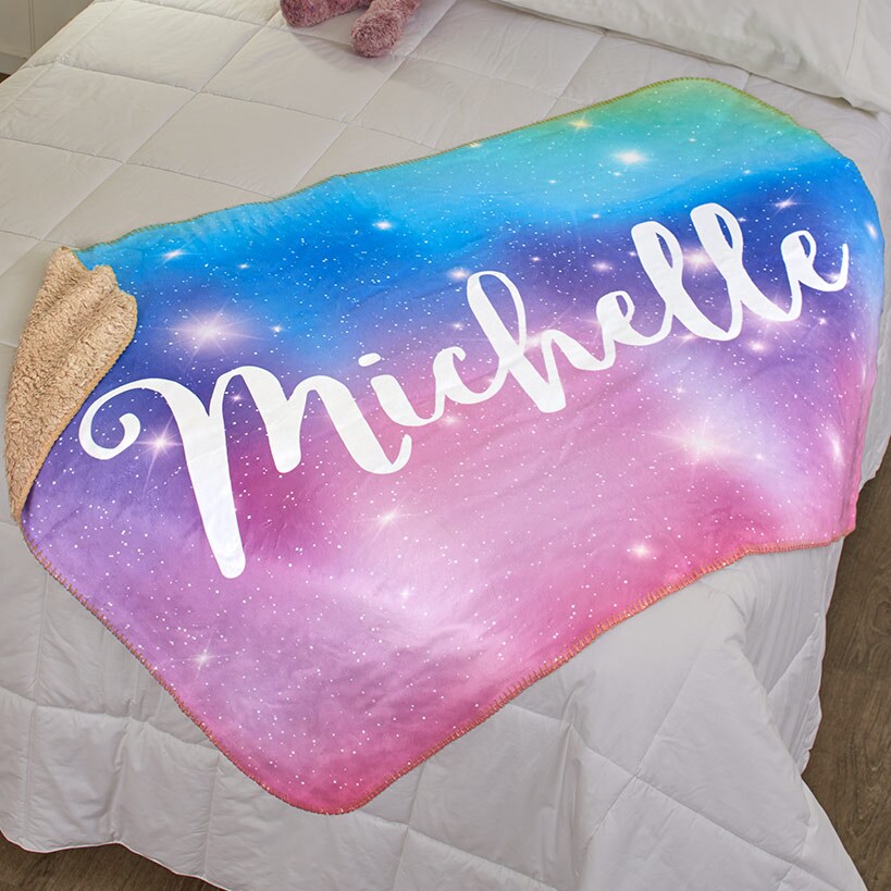 Personalized Kids' Sherpa Throws#select-design_rainbow