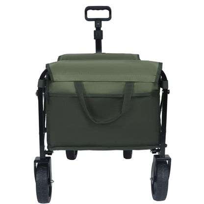 Expandable Dual-Layer Utility Wagon with 100% Extra Space - Grocery Cart for Camping, Shopping, Sports, Gardening, Fishing, Supports 225lbs, army green - image 8