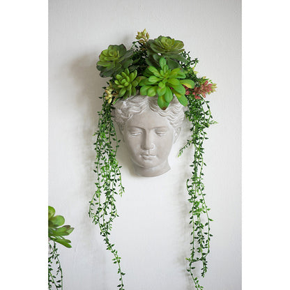 6.7x5.5x8.7" Visage Cement Wall Planter Wall Vase, Small