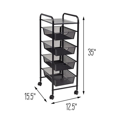 Mesh Rolling Storage Cart 4-Drawer
