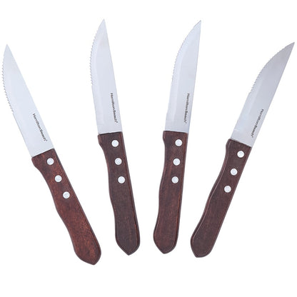 Hamilton Beach Steak Knife Set of 4 with Wooden Handle