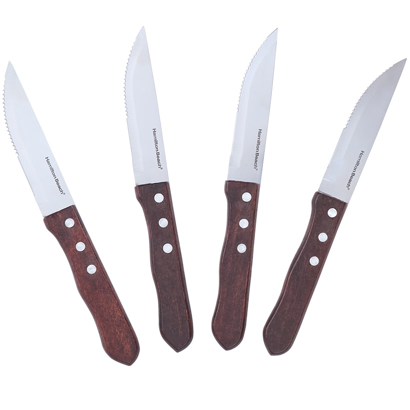 Hamilton Beach Steak Knife Set of 4 with Wooden Handle
