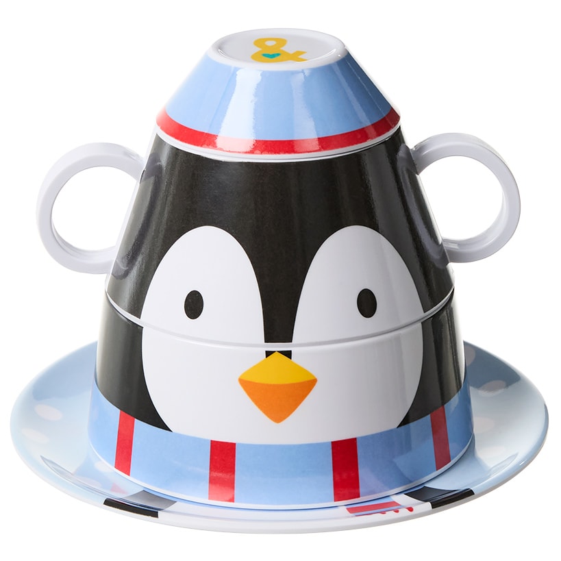4-Pc. Penguin Pals Stackable Children's Dinner Set