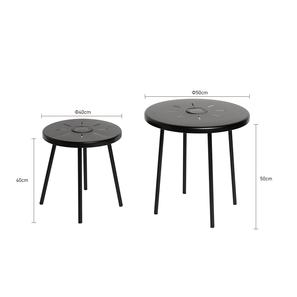 2-Pack Solar Powered Side Table with LED Light, Outdoor/Indoor Nesting Round End Table Set - image 5