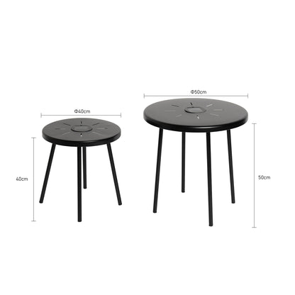 2-Pack Solar Powered Side Table with LED Light, Outdoor/Indoor Nesting Round End Table Set - image 5