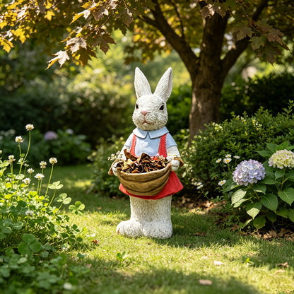 Simulated Pink Rabbit Statue Flower Pot Ornament, 17 in Resin Crafts Garden Sculpture Decor, Household Guardian Figurine, Ideal Gift for Independence Day for Yard Home Outdoor Decor - image 8