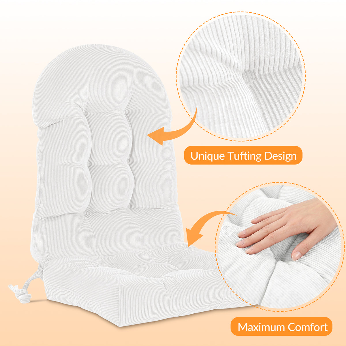 UV Resistant Indoor/Outdoor Chair Cushion - Waterproof Rocking & Adirondack Seat Pad with Elastic Back + 2 Anti-Slip Ties, Fade-Proof Design - image 12