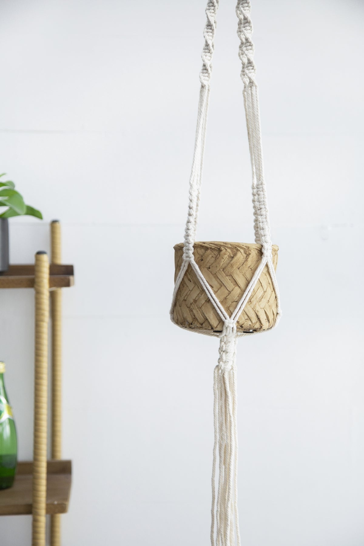 Set of 2, 5x5x4.5" Hanging Planter With Cotton Hanger, Bohemian Style - image 11