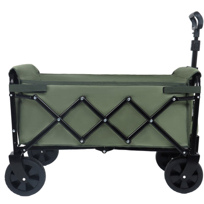 Expandable Dual-Layer Utility Wagon with 100% Extra Space - Grocery Cart for Camping, Shopping, Sports, Gardening, Fishing, Supports 225lbs, army green - image 6