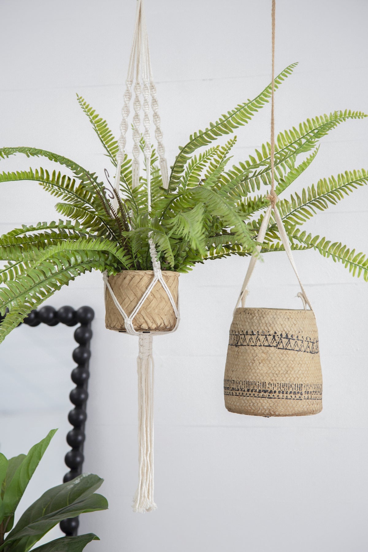 Set of 2, 5x5x4.5" Hanging Planter With Cotton Hanger, Bohemian Style - image 16