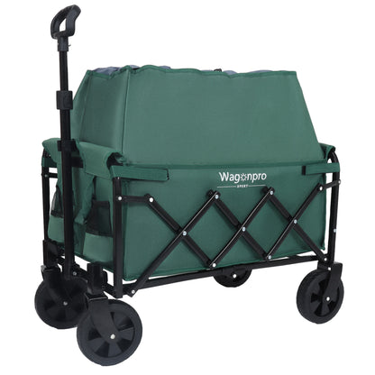 Expandable Dual-Layer Utility Wagon with 100% Extra Space - Grocery Cart for Camping, Shopping, Sports, Gardening, Fishing, Supports 225lbs, Green - image 11