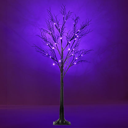 Purple Lighted Halloween Tree
