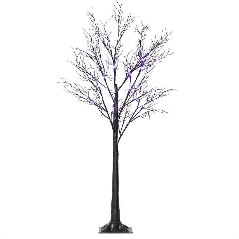 Purple Lighted Halloween Tree