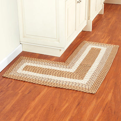 Country Braided Tan Corner Rug