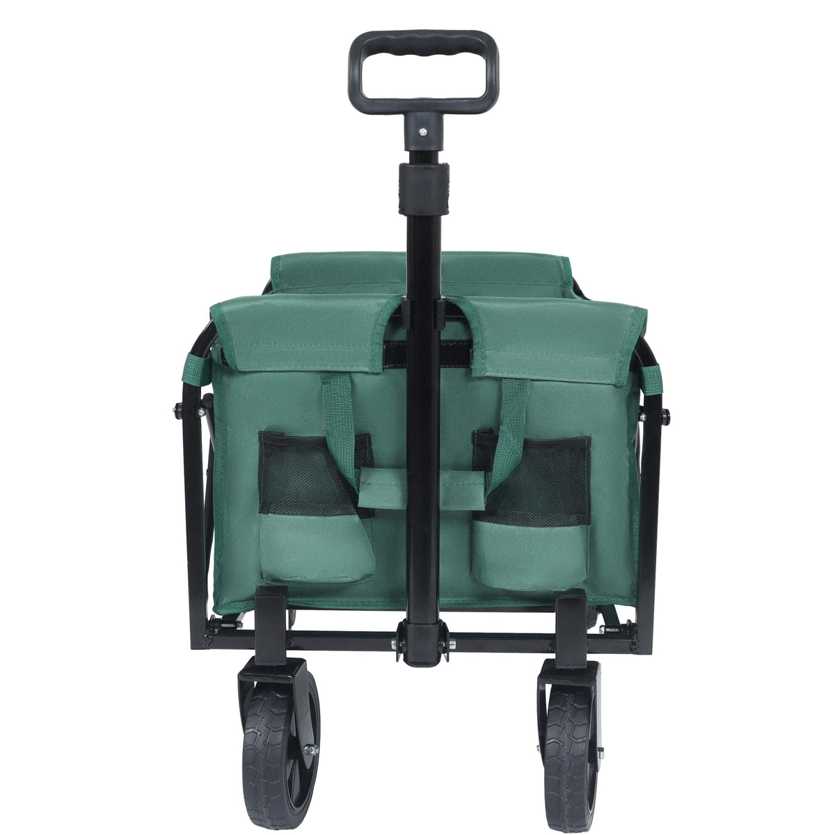Expandable Dual-Layer Utility Wagon with 100% Extra Space - Grocery Cart for Camping, Shopping, Sports, Gardening, Fishing, Supports 225lbs, Green - image 3