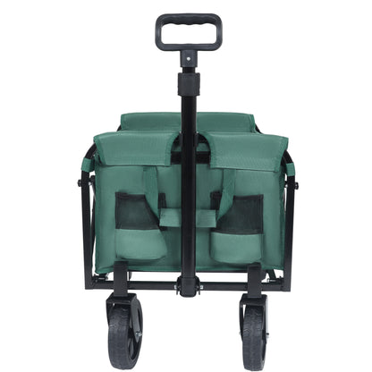 Expandable Dual-Layer Utility Wagon with 100% Extra Space - Grocery Cart for Camping, Shopping, Sports, Gardening, Fishing, Supports 225lbs, Green - image 3