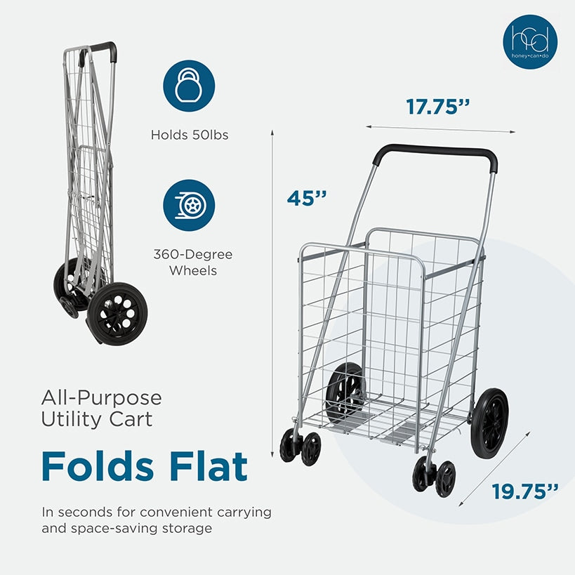 Folding Utility Cart Chrome 4 Wheel